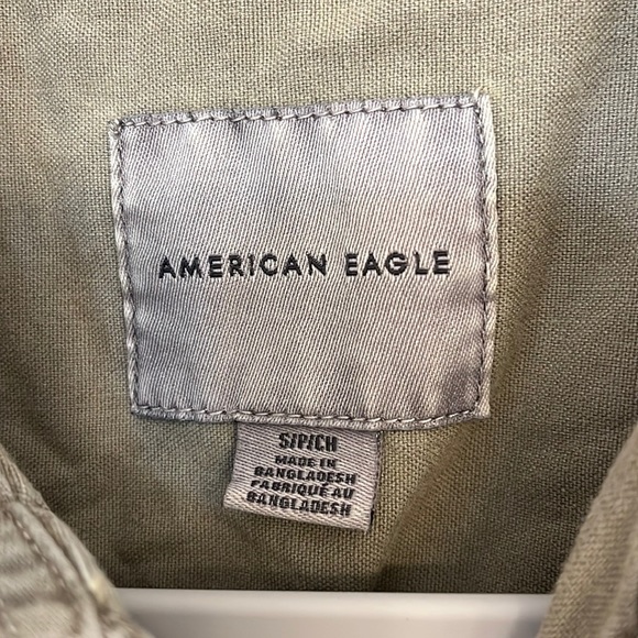 American Eagle Size Small Army Green Short Sleeve Button Down - Picture 3 of 3